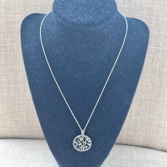 Women Necklace Round Pendant Fashion Jewelry Silver Tone Chain Necklace - Picture 9 of 11